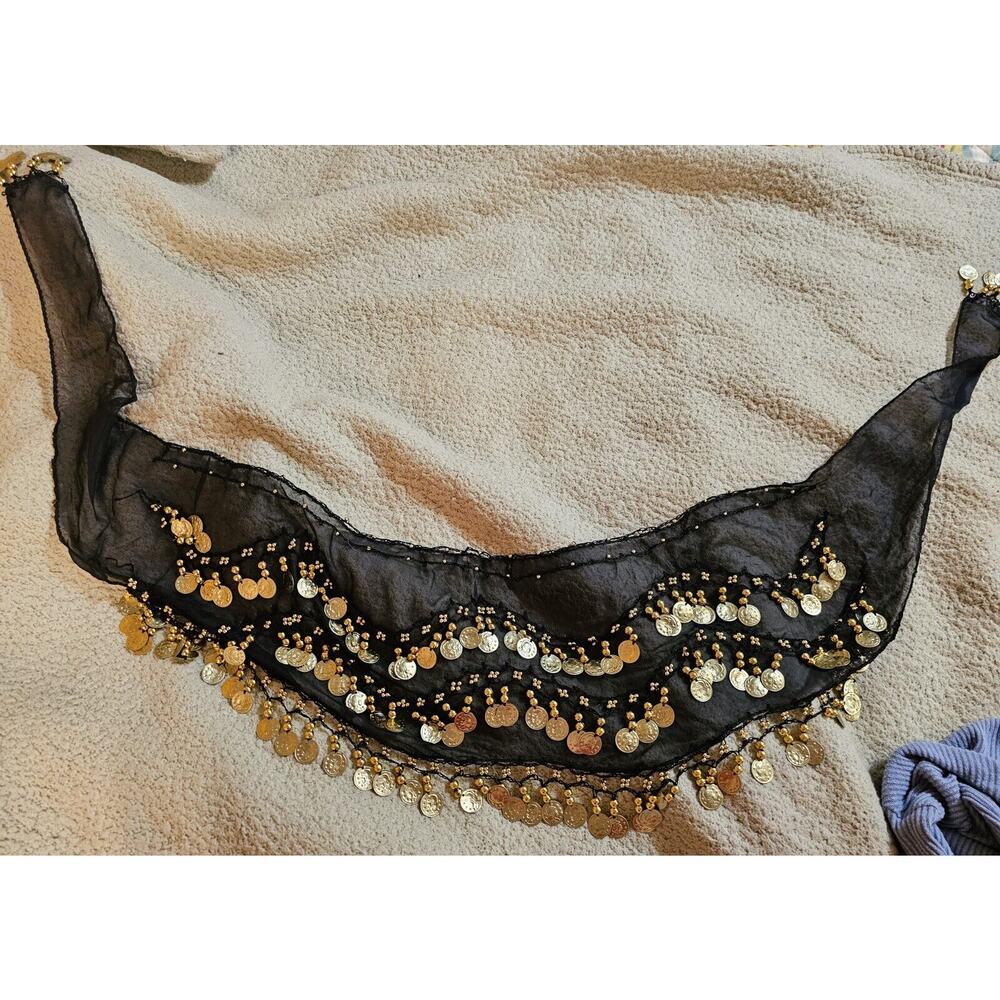 Belly Dance Wrap Hip Scarf 3 Rows Tassel Costume Accessory Waist Chain Coins